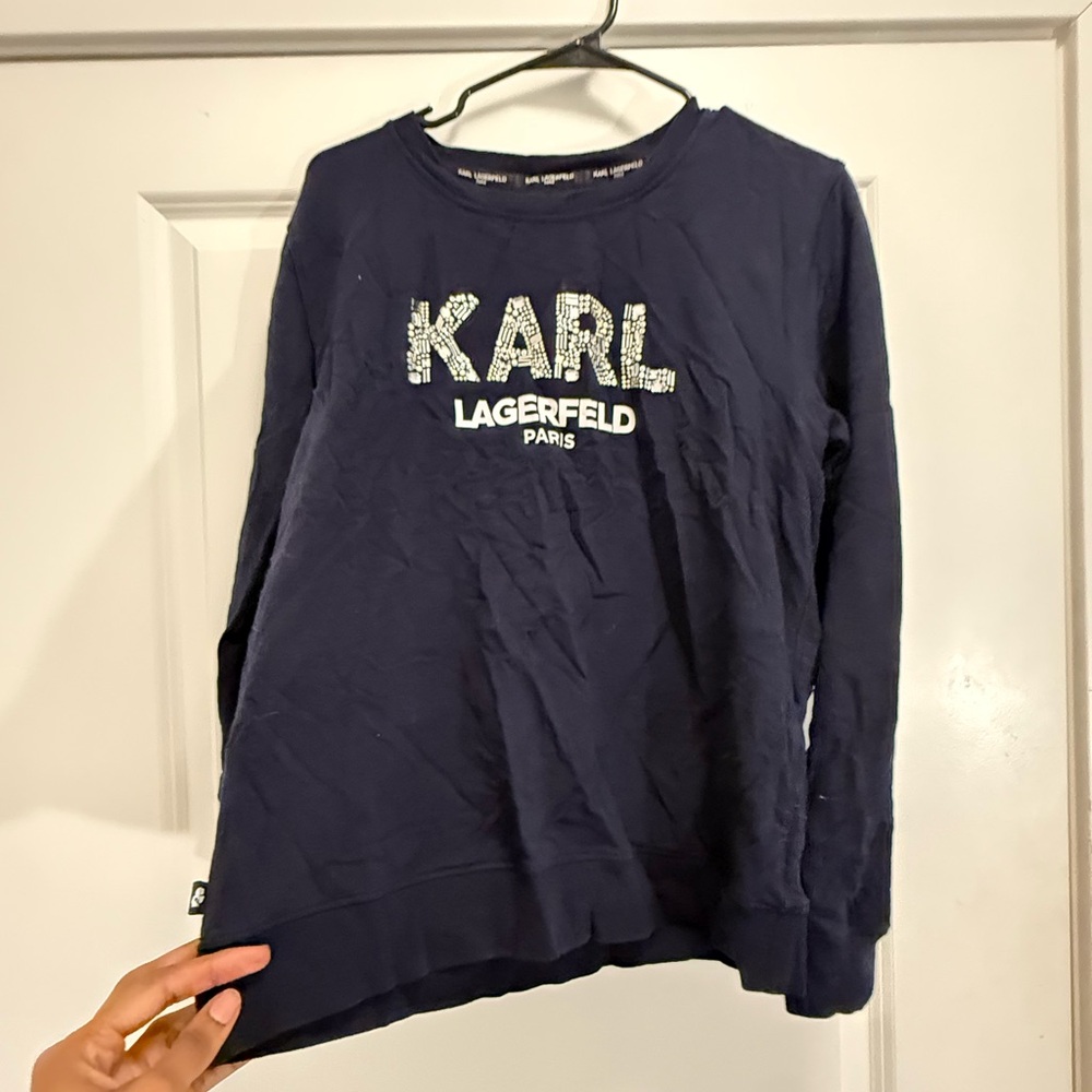 Karl Lagerfeld Midnight Blue Embellished Top